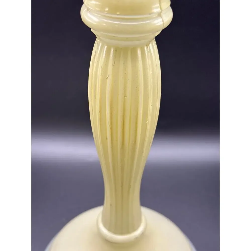 Vintage Indiana Glass Blue and Cream Candleholder Ribbed Depression Era Decor